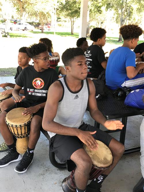 Safety Harbor Middle students drumming. 